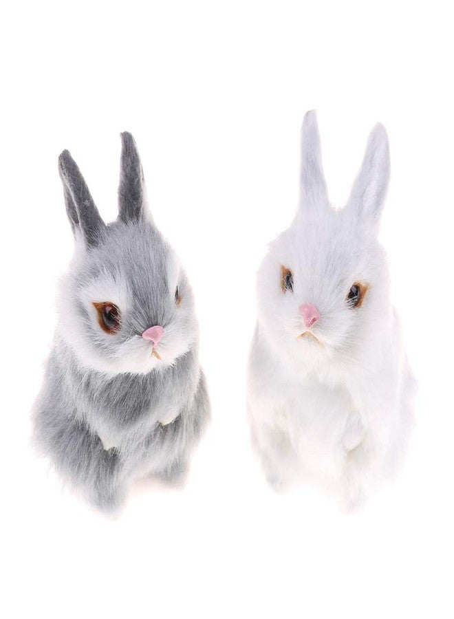 GUDVES Mini Realistic Cute Plush Rabbits Fur Lifelike Animal Easter Bunny Simulation Toy Model Gift Miniatures Decorations, Gray (Rabbit Plush Toys) - Image 4